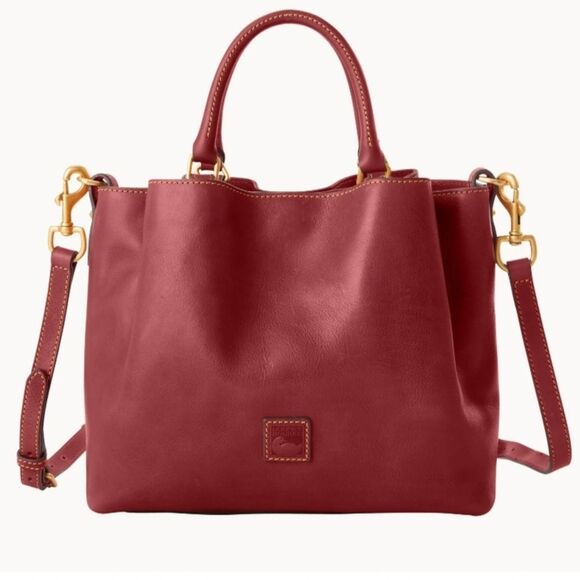 Dooney & Bourke Florentine Barlow Satchel Bucket Crossbody Bag Merlot Red $548 - Picture 1 of 15